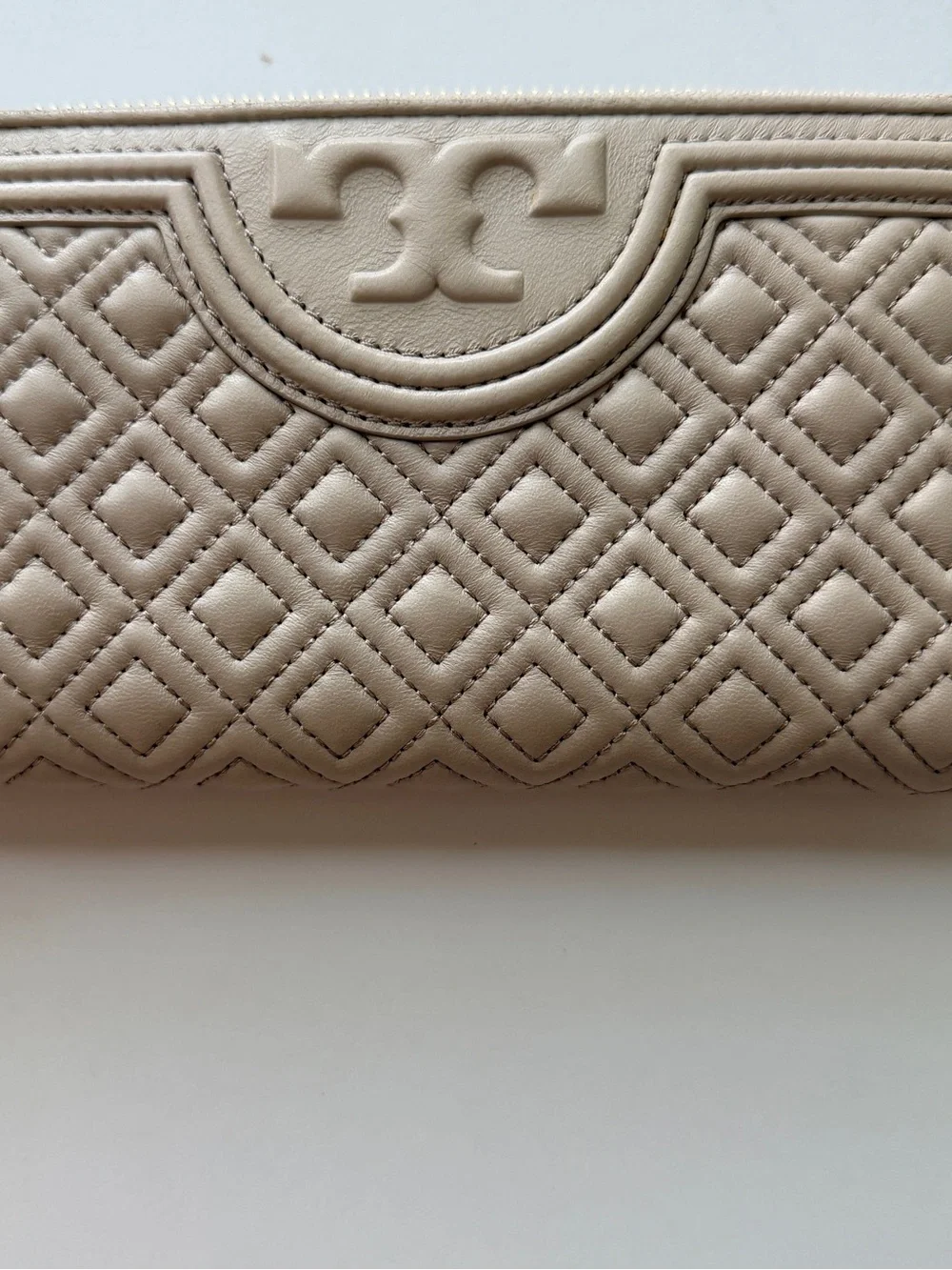 Tory Burch Quilted Leather Wallet in Taupe